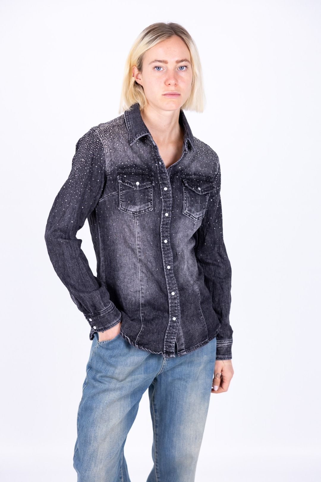 Le Streghe - Camicia Jeans strass