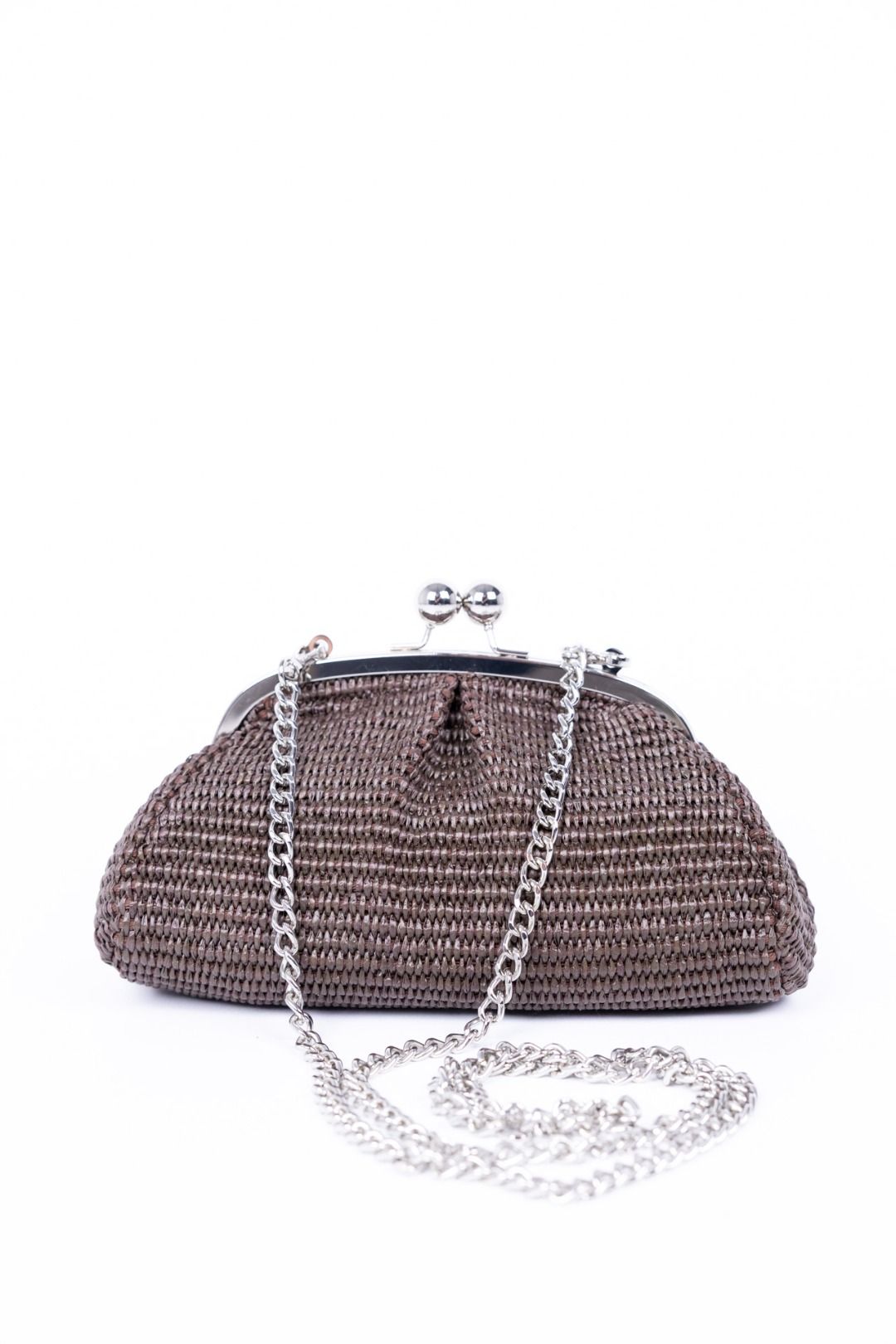 Gulp - Borsa in raffia piccola con chiusura in metallo