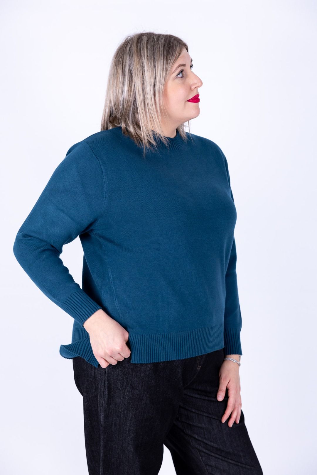 Ragno - Maglia collo a giro con costine sul collo