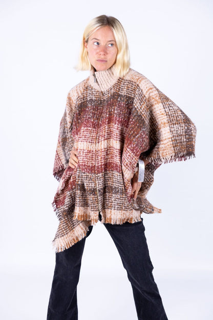 Surkana - Poncho a quadri con zip
