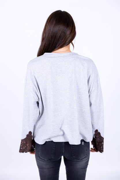 Tensione In - T-Shirt manica lunga polsino in pizzo