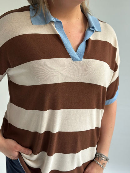 Susy Star - Maglia righe polo blu