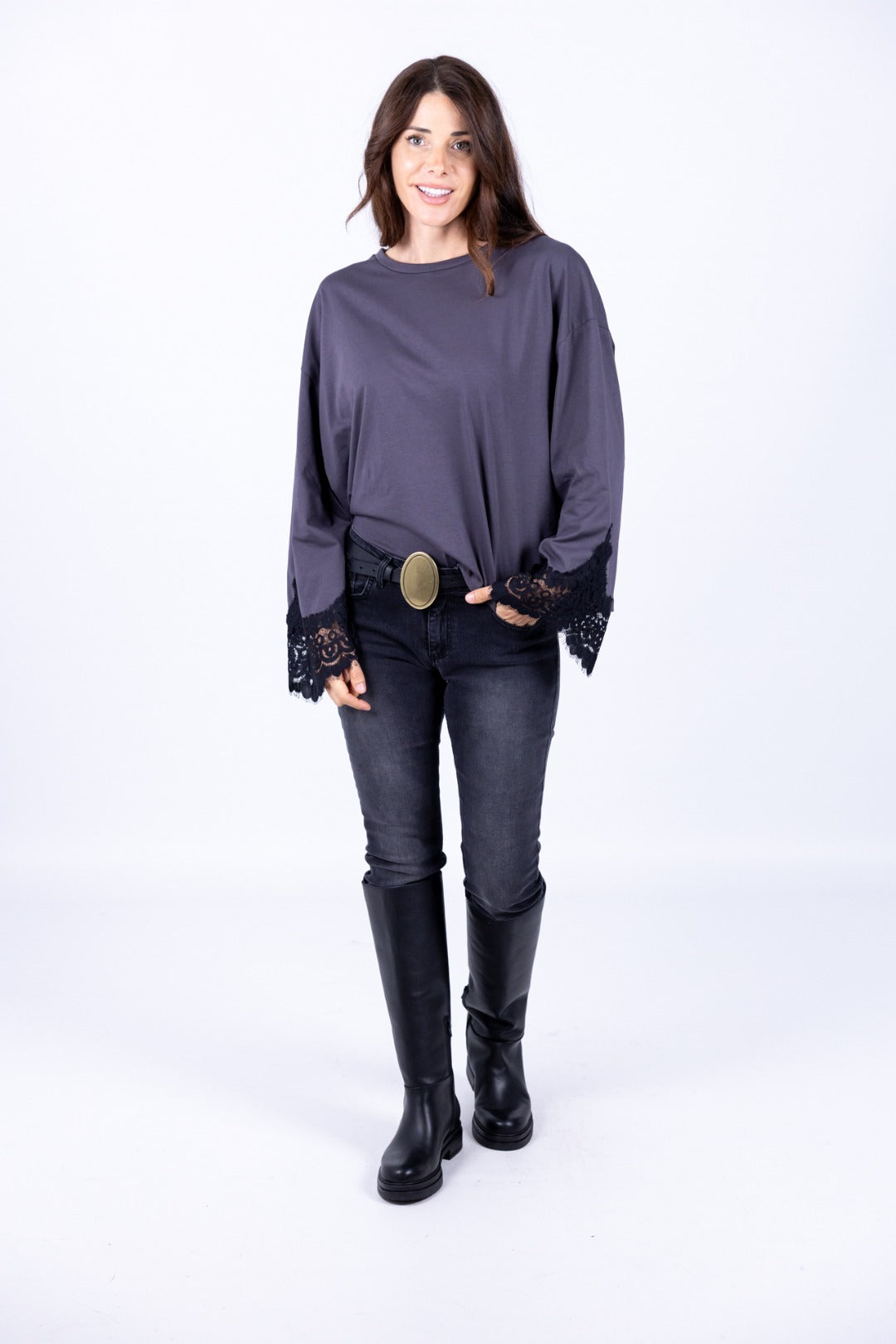 Tensione In - T-Shirt manica lunga polsino in pizzo