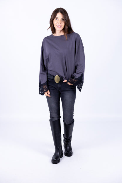 Tensione In - T-Shirt manica lunga polsino in pizzo