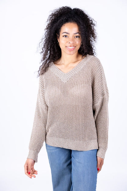Susy Mix - Maglia lurex doppio V