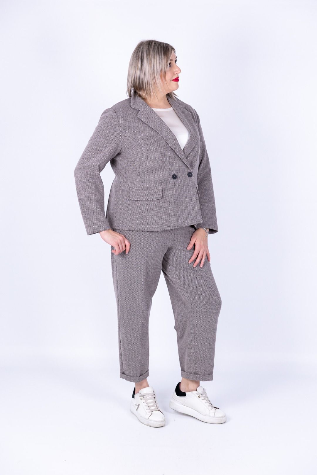 Ragno - Completo spinato curvy giacca e pantalone