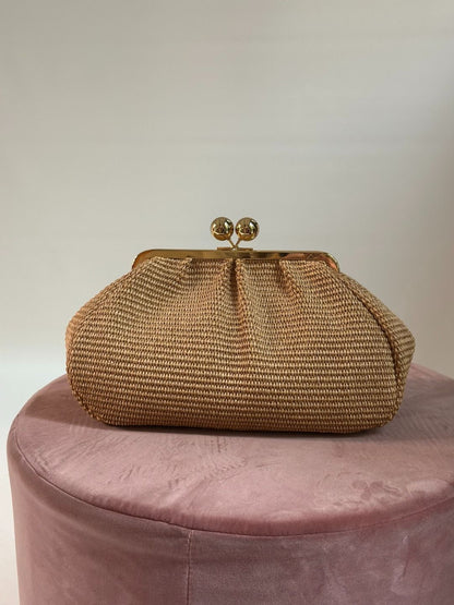Gulp - Borsa in raffia con chiusura in metallo