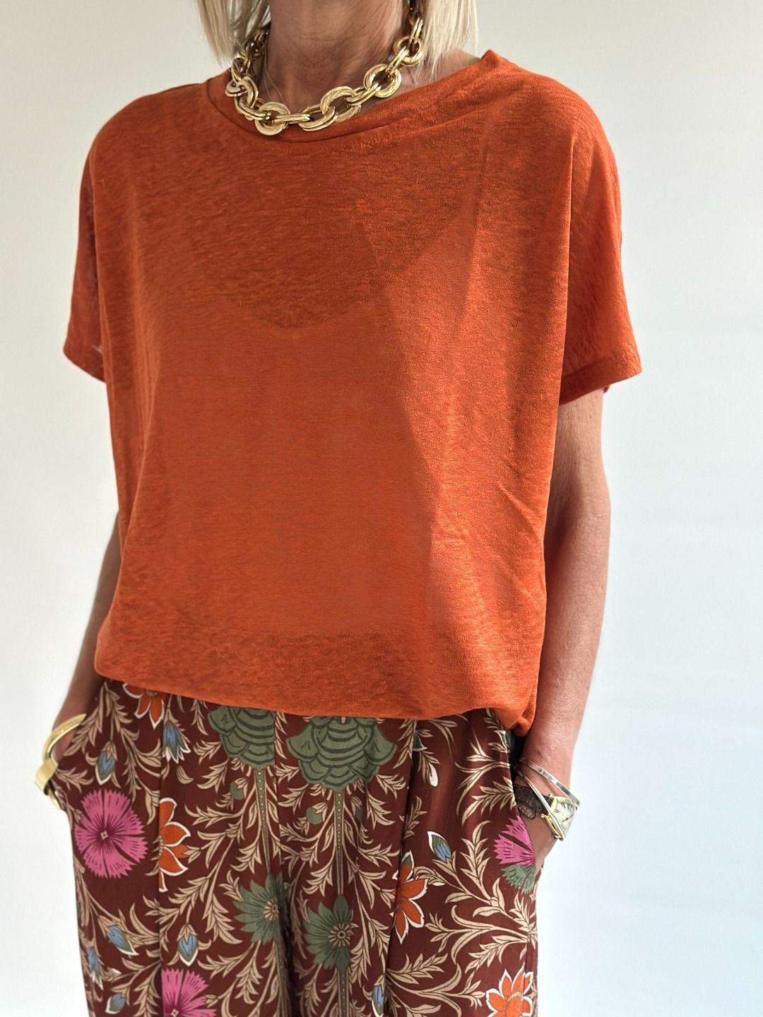 Novepuntouno - T-shirt over in lino