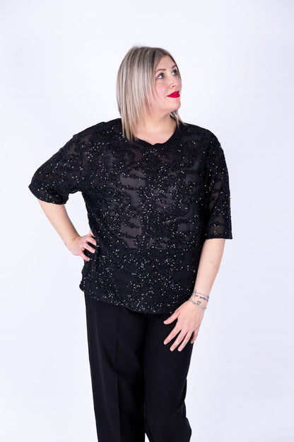 Dejavu - Maglia spacchetti con paillettes