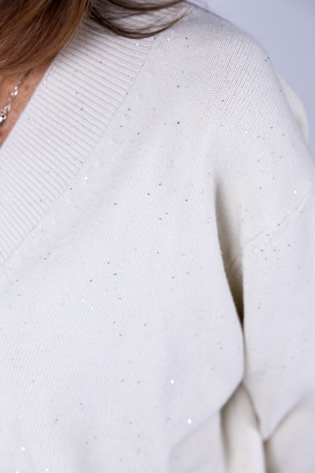 Susy Mix - Maglia scollo V in paillettes