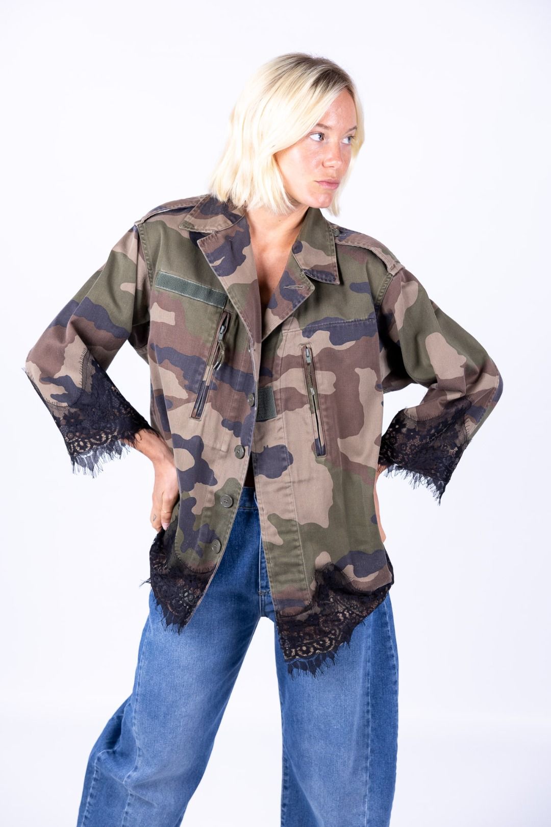 Tensione In - Giacca camouflage con pizzo