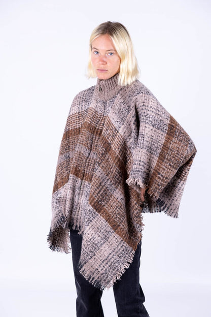 Surkana - Poncho a quadri con zip
