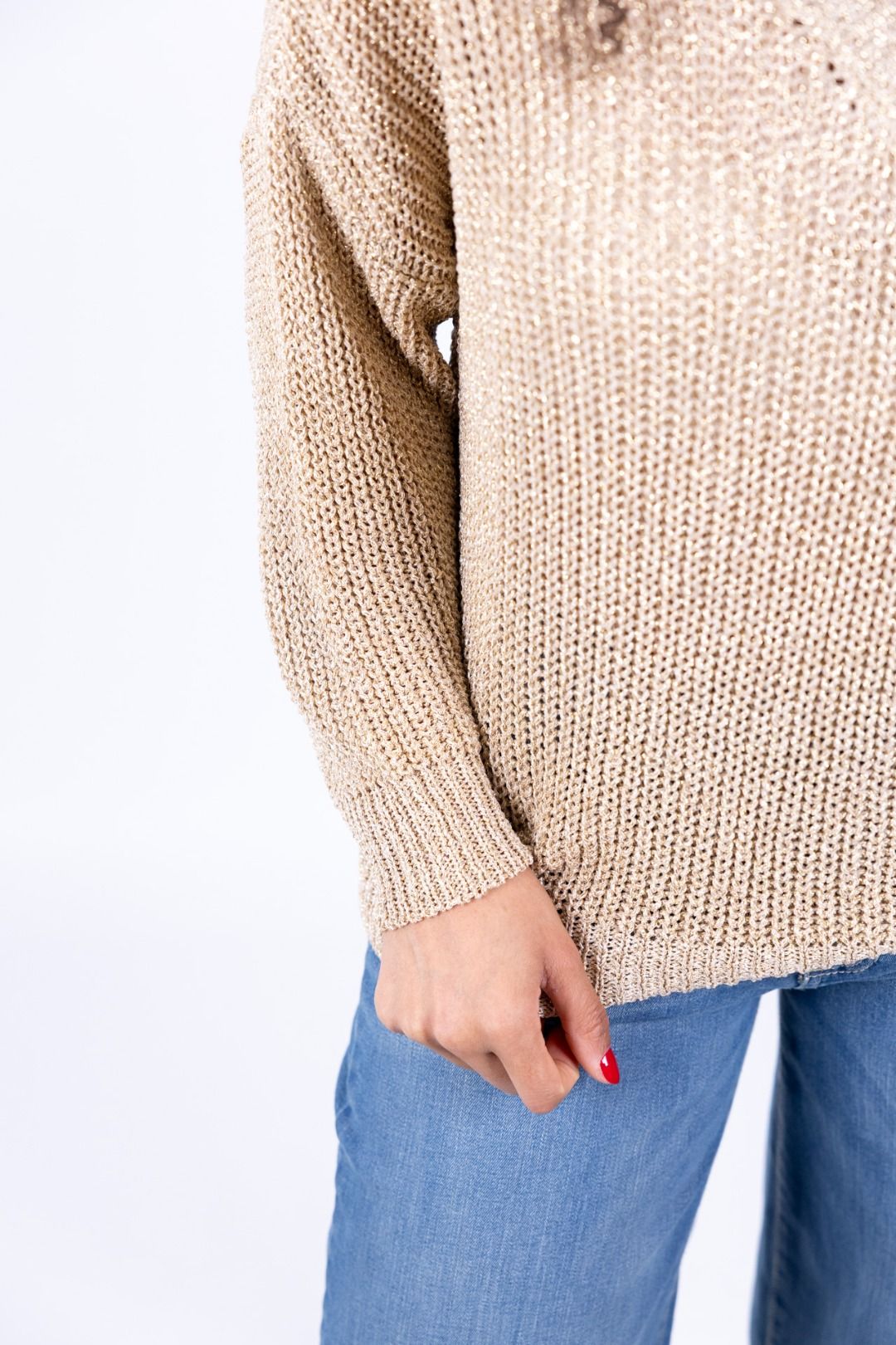 Susy Mix - Maglia lurex doppio V