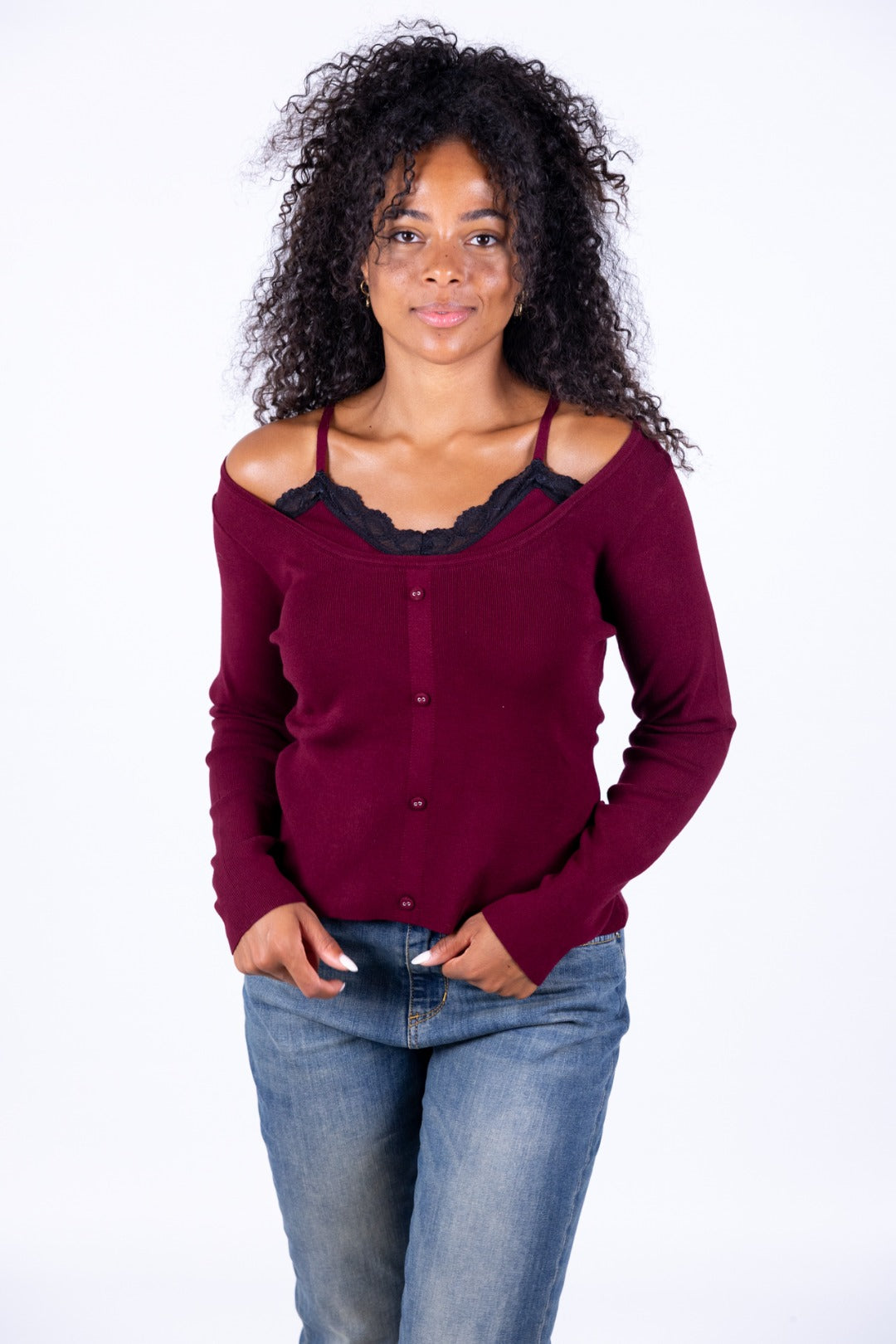 Kontatto - Maglia pizzo e bottoni