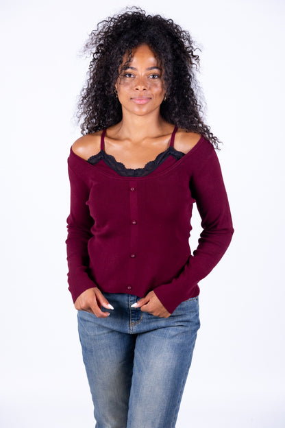 Kontatto - Maglia pizzo e bottoni