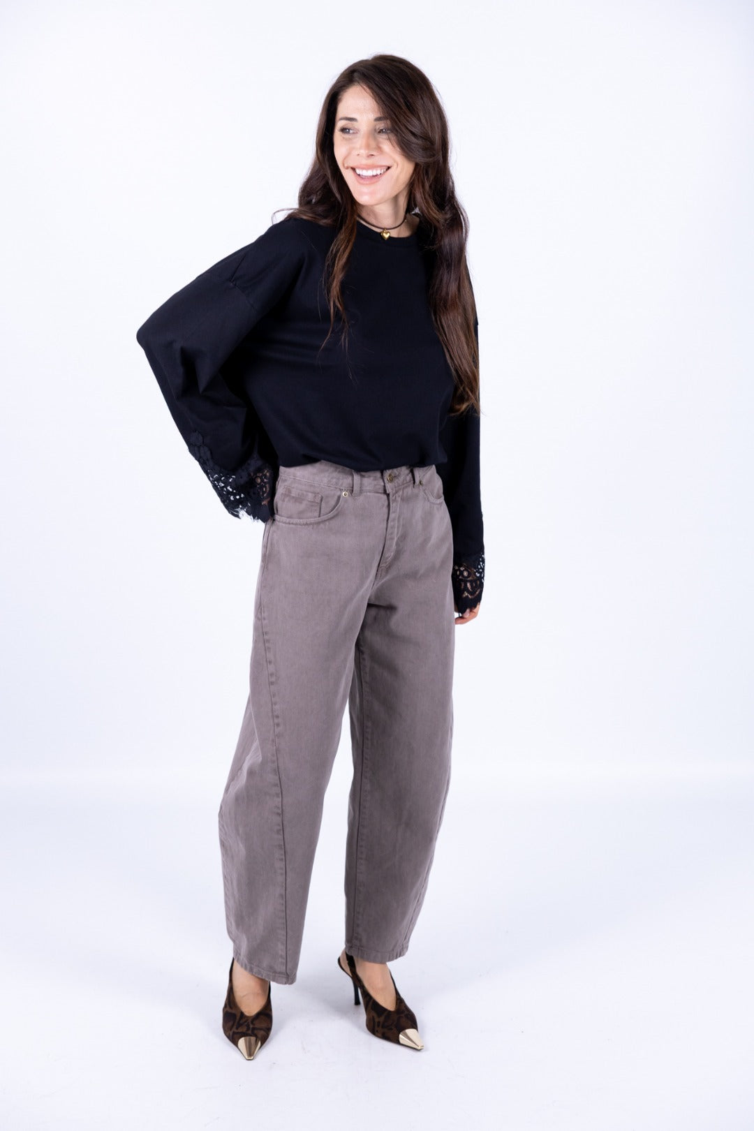 Tensione In - T-Shirt manica lunga polsino in pizzo
