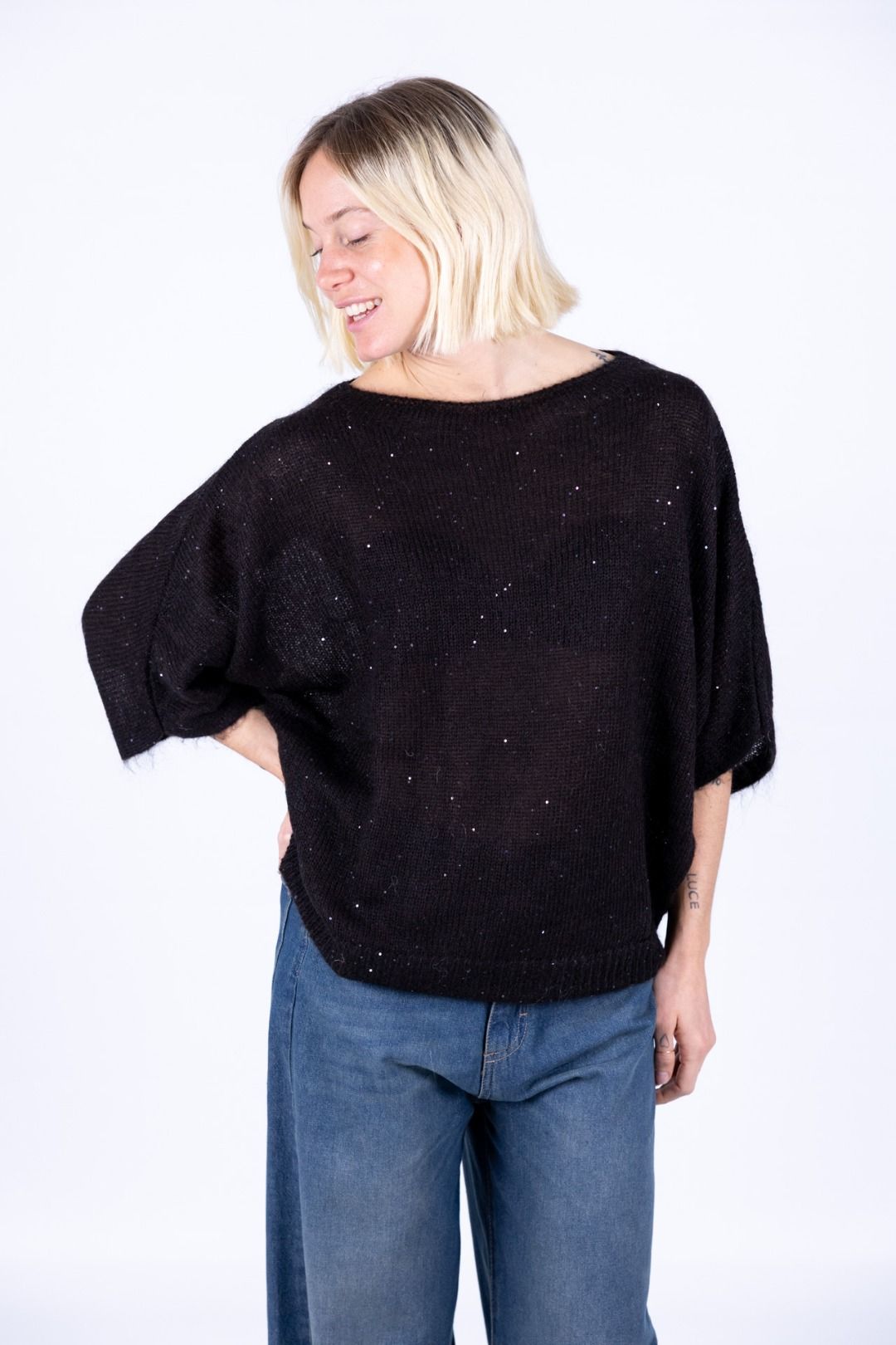 HaveOne - Poncho con paillettes