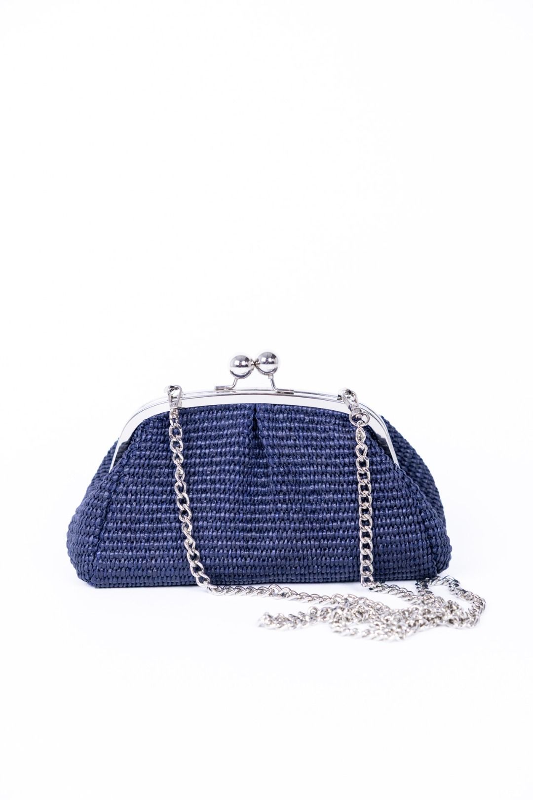 Gulp - Borsa in raffia piccola con chiusura in metallo
