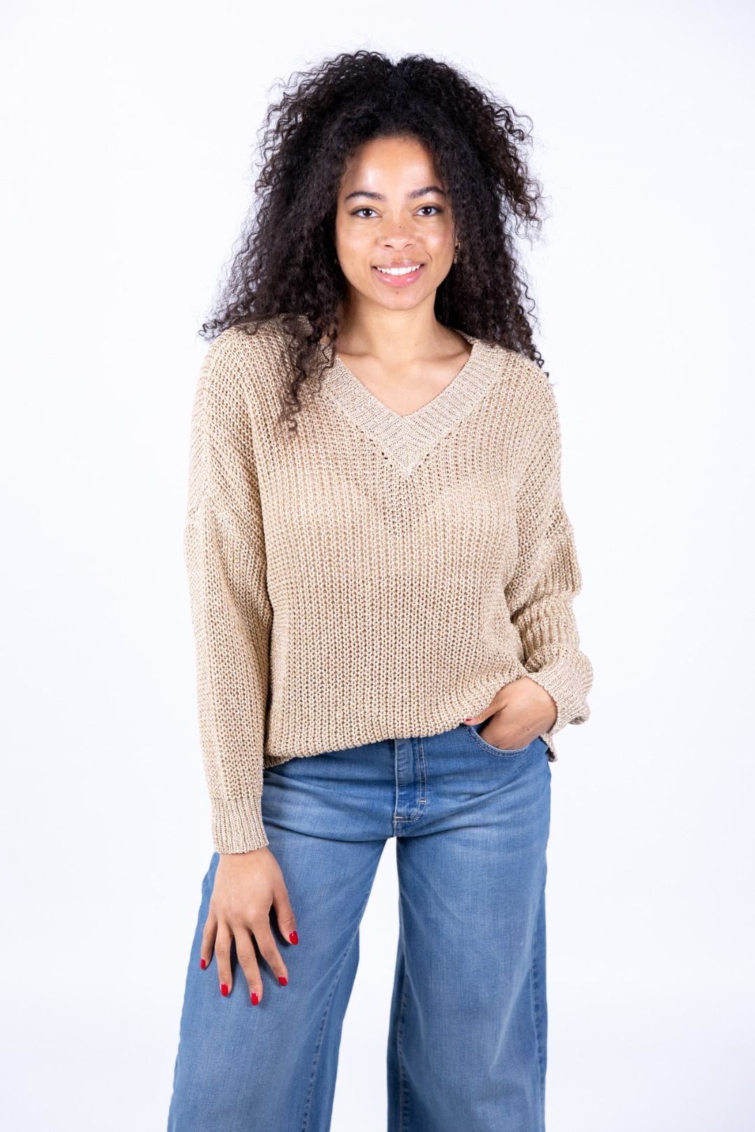 Susy Mix - Maglia lurex doppio V