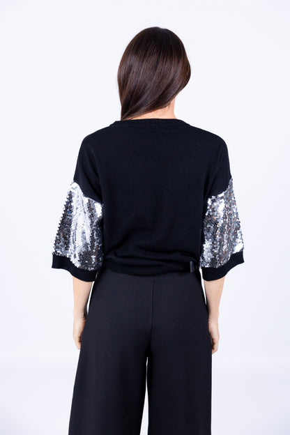 Kontatto - Maglia con manica in paillettes