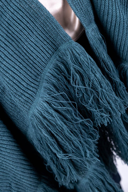 Surkana - Poncho con spilla e frange
