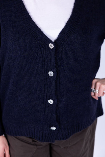 Susy Star - Cardigan con bottone gioiello