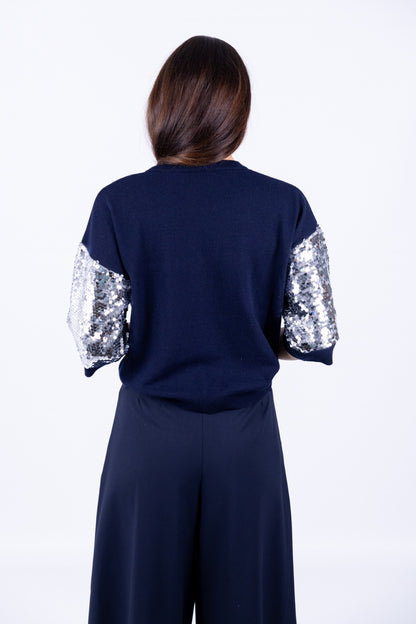 Kontatto - Maglia con manica in paillettes