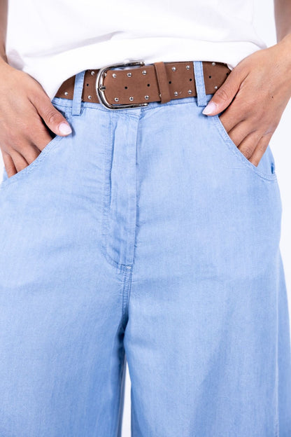 HaveOne - Pantalone palazzo chambray