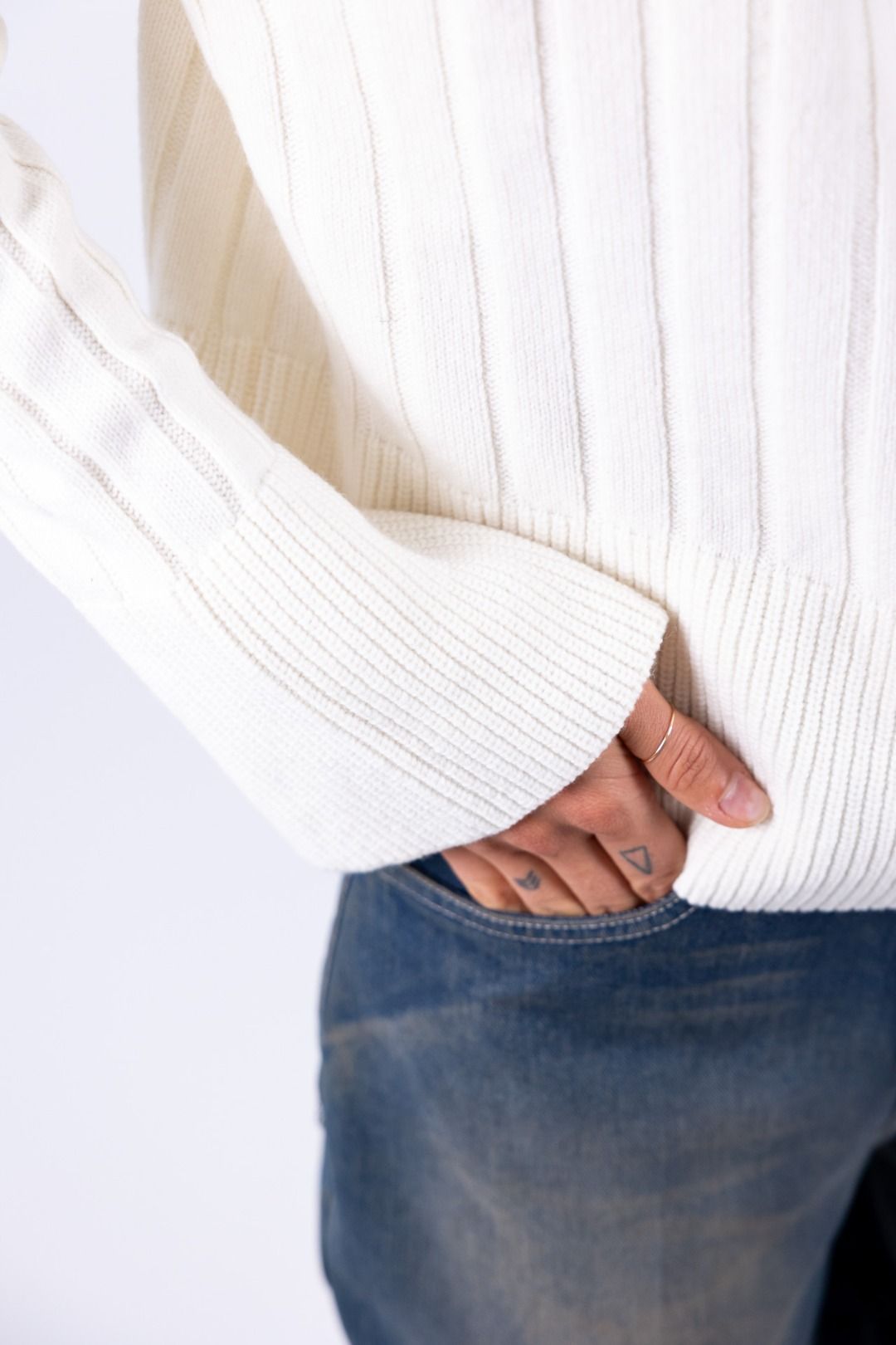 Bottega Artigiana - Maglia collo lupetto costa larga