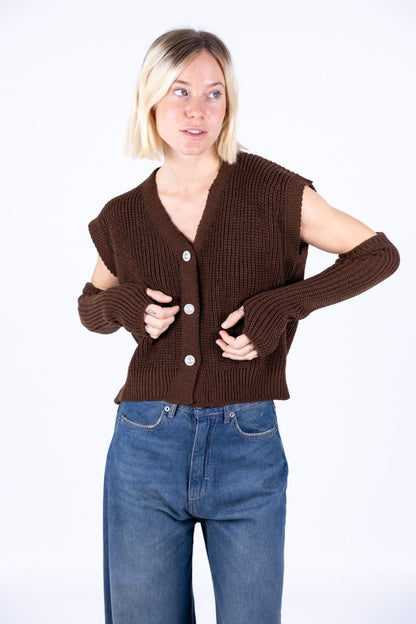 Susy Mix - Gilet c/bottone gioiello e manicotti