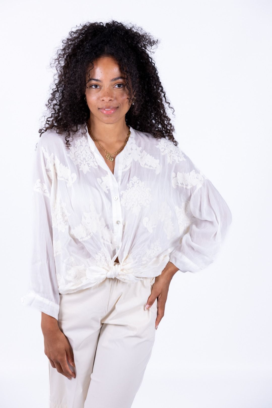 Tensione In - Camicia mussola con ricamo