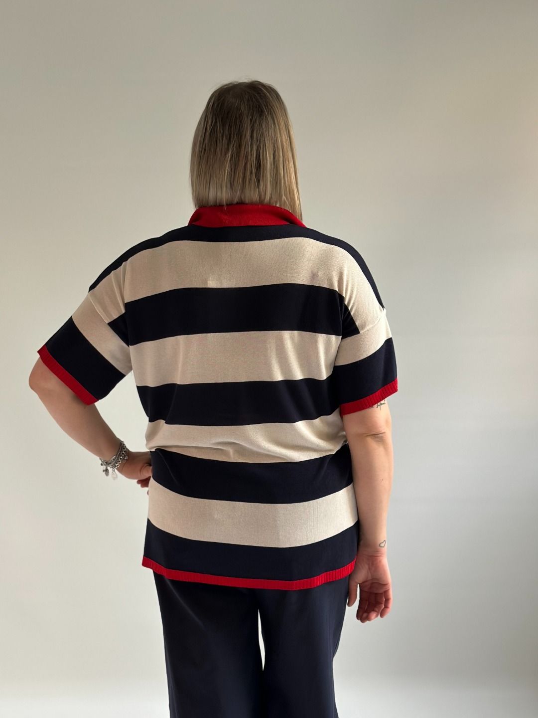 Susy Star - Maglia righe polo blu