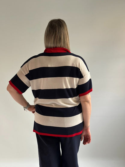 Susy Star - Maglia righe polo blu
