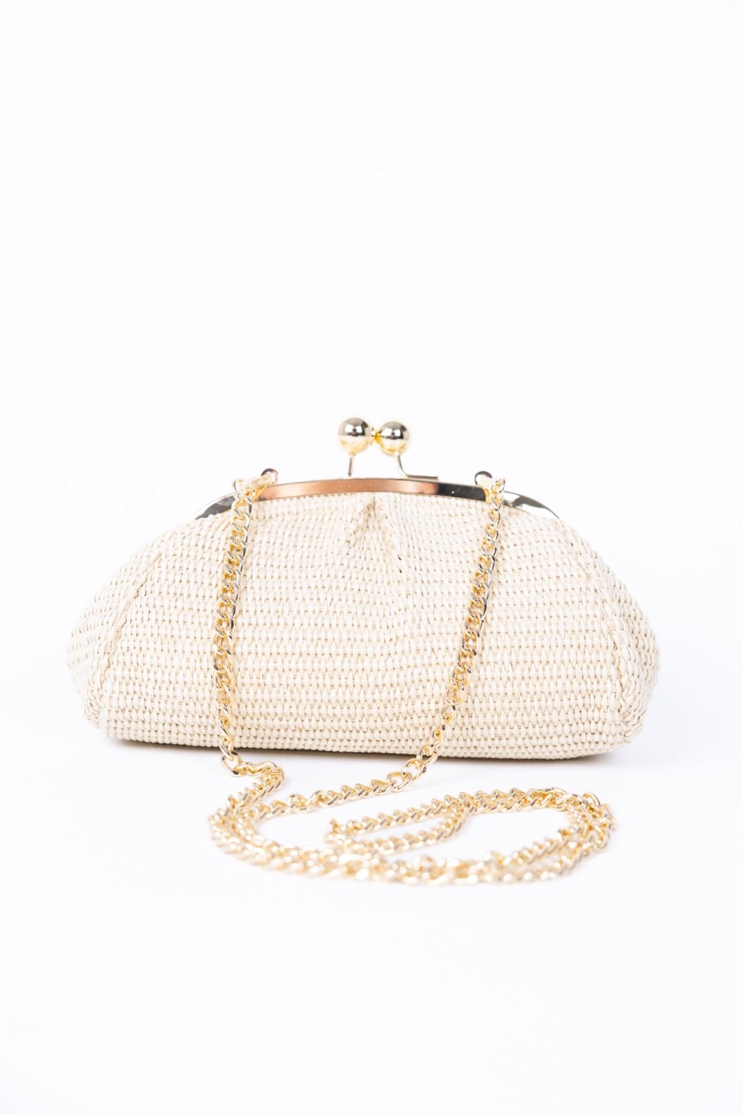 Gulp - Borsa in raffia piccola con chiusura in metallo