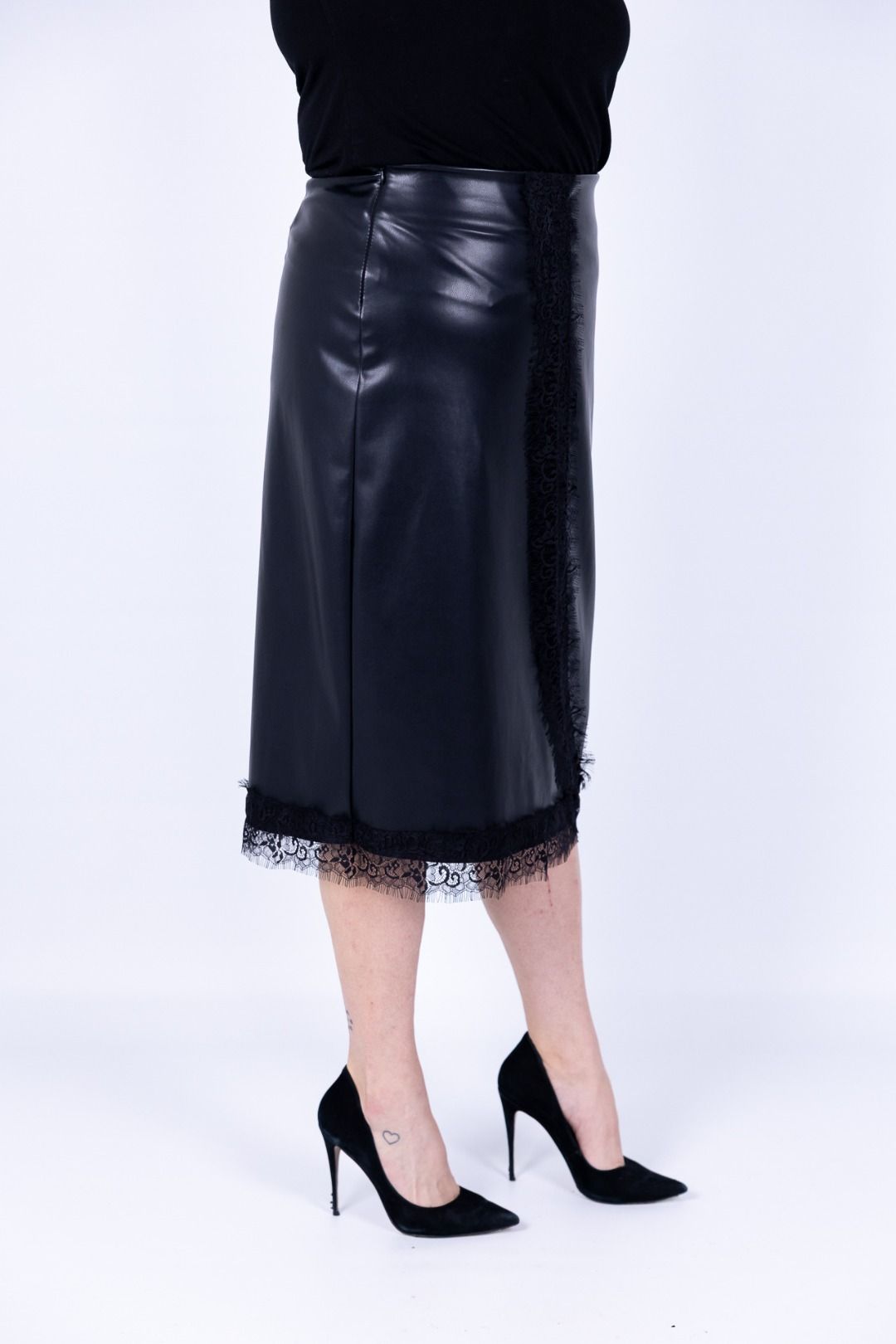 Dejavu - Gonna ecopelle con pizzo