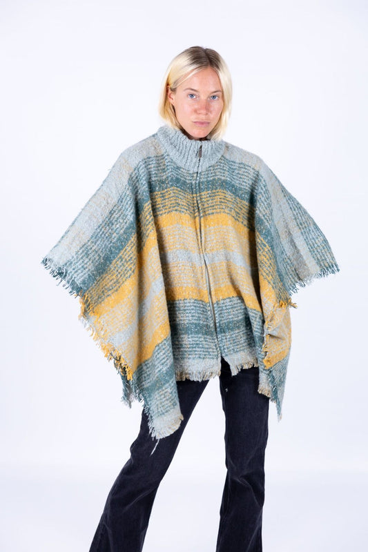 Surkana - Poncho a quadri con zip