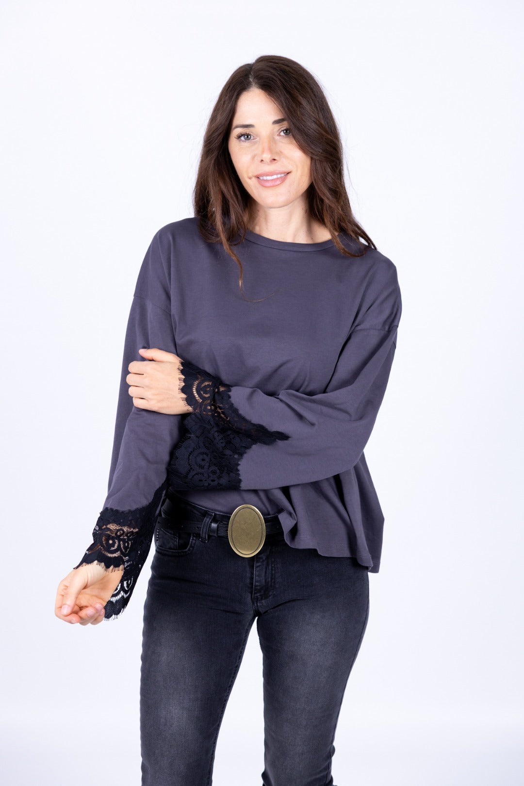 Tensione In - T-Shirt manica lunga polsino in pizzo
