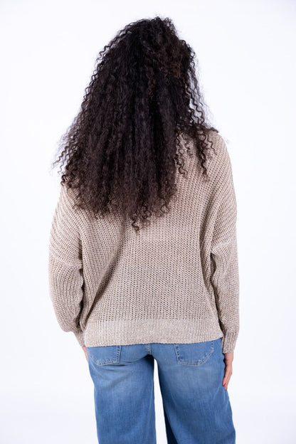 Susy Mix - Maglia lurex doppio V