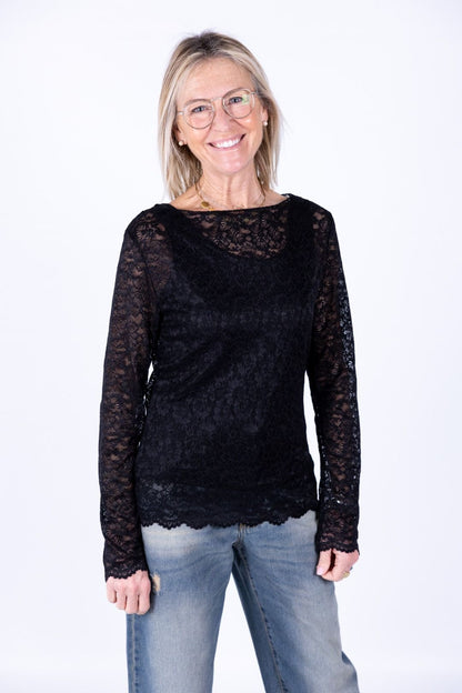 Susy Mix - Maglia pizzo collo a barchetta