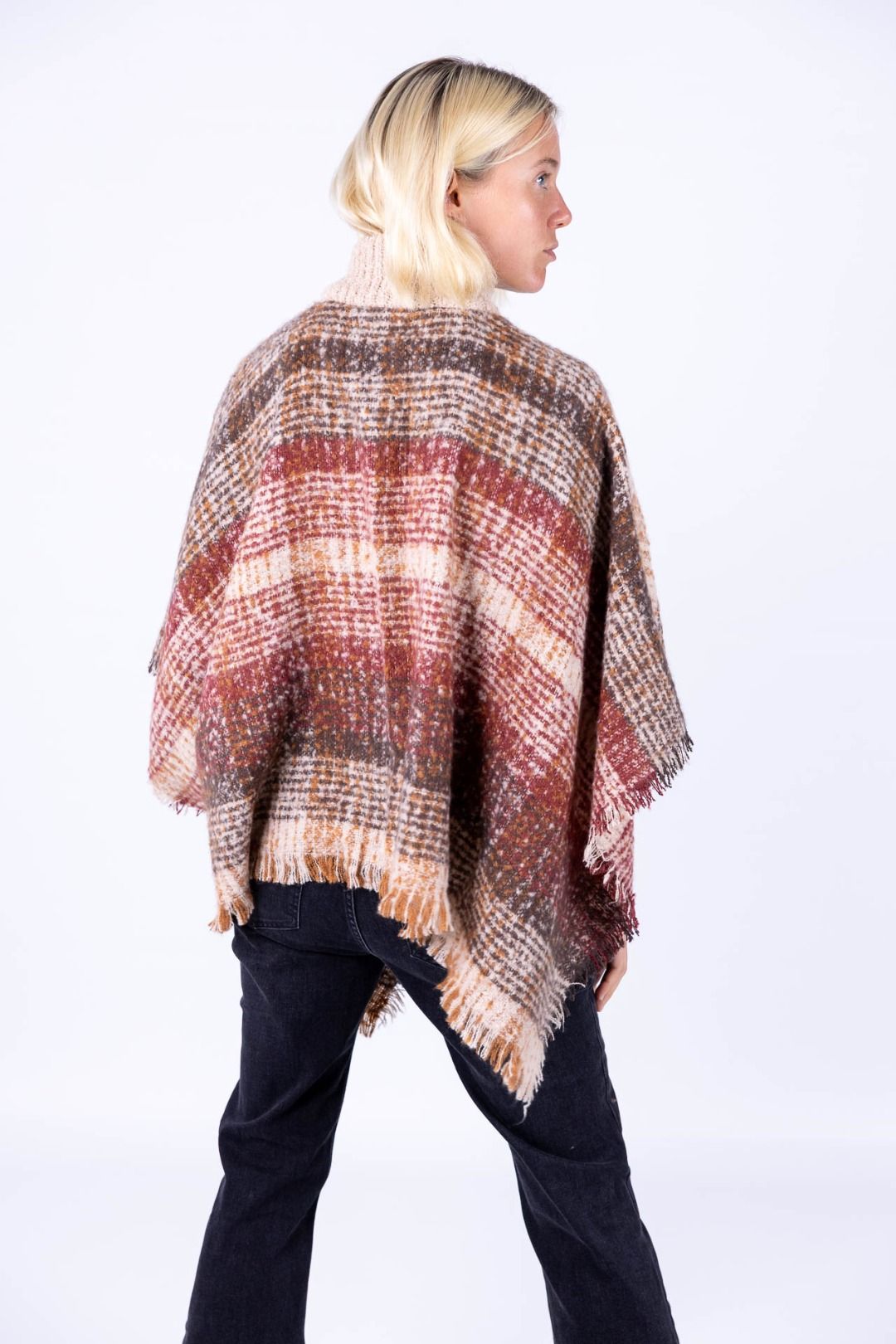 Surkana - Poncho a quadri con zip