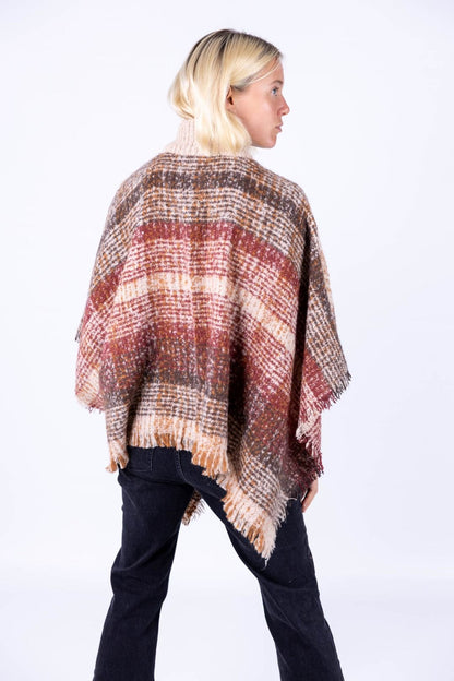 Surkana - Poncho a quadri con zip