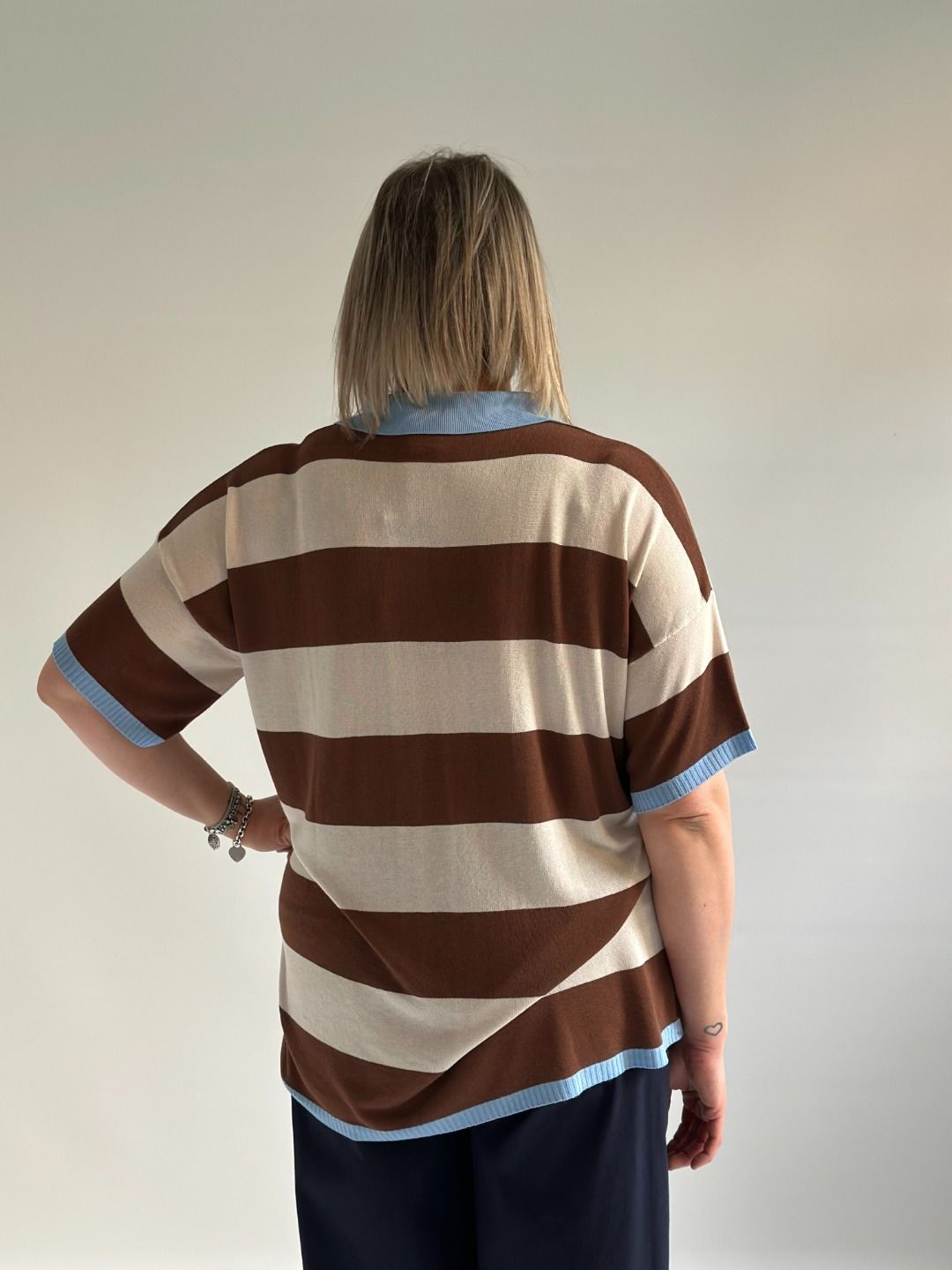 Susy Star - Maglia righe polo blu