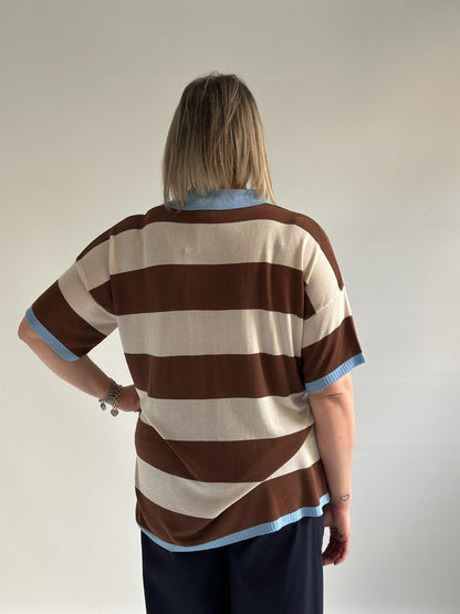 Susy Star - Maglia righe polo blu
