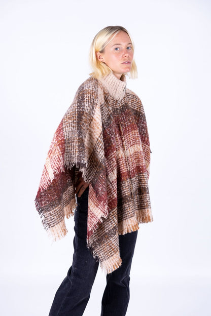 Surkana - Poncho a quadri con zip