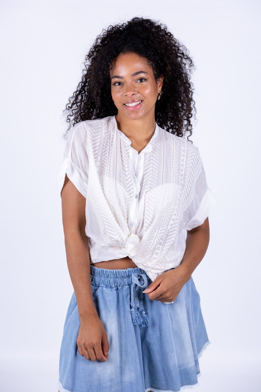 Tensione In - Camicia in mussola con ricamo m/c