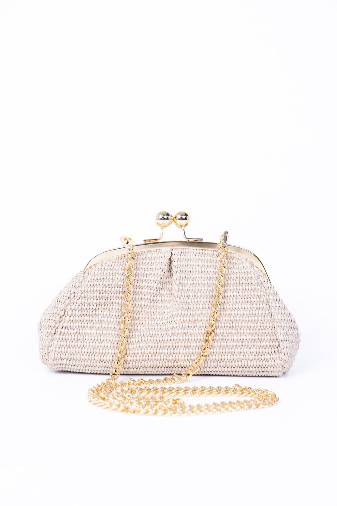 Gulp - Borsa in raffia piccola con chiusura in metallo