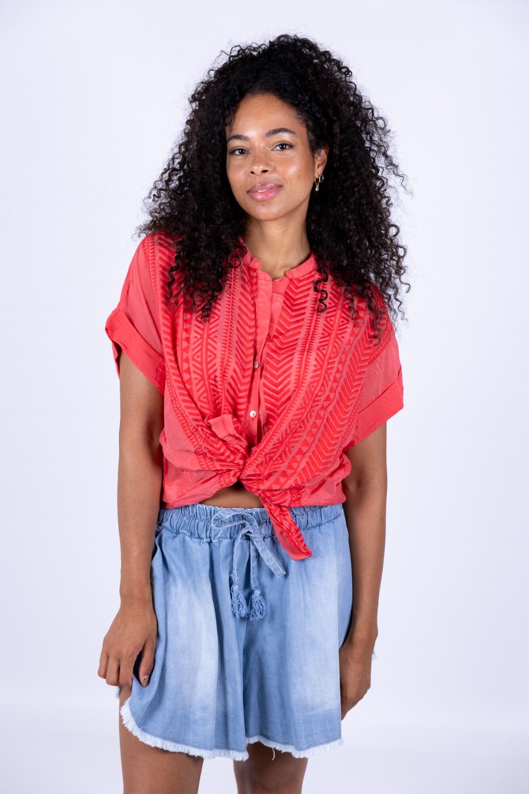 Tensione In - Camicia in mussola con ricamo m/c