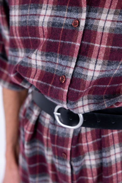Susy Mix - Camicia quadri con cintura bordeaux