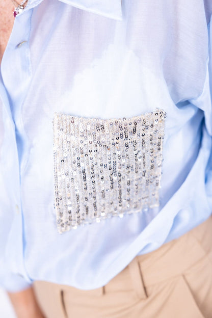 Susy Mix - Camicia con taschina in paillettes