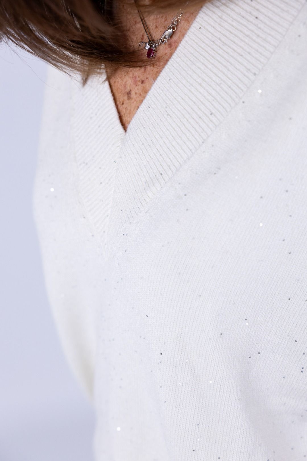 Susy Mix - Maglia scollo V in paillettes